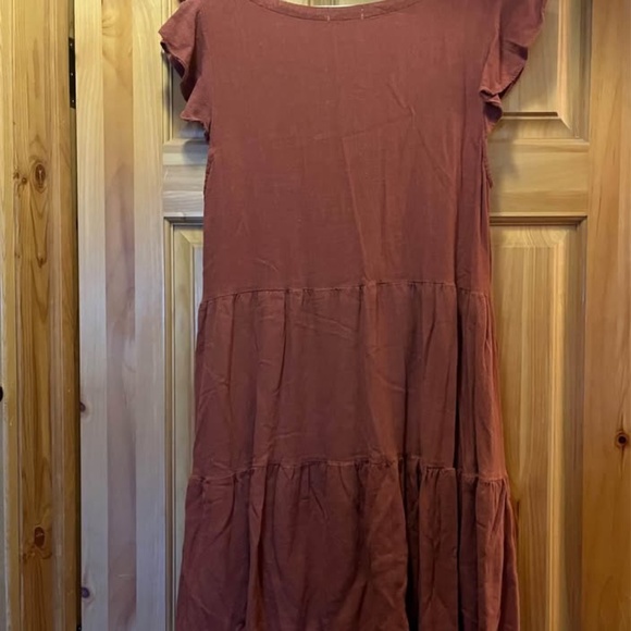 Rust Linen Dress - Picture 3 of 5